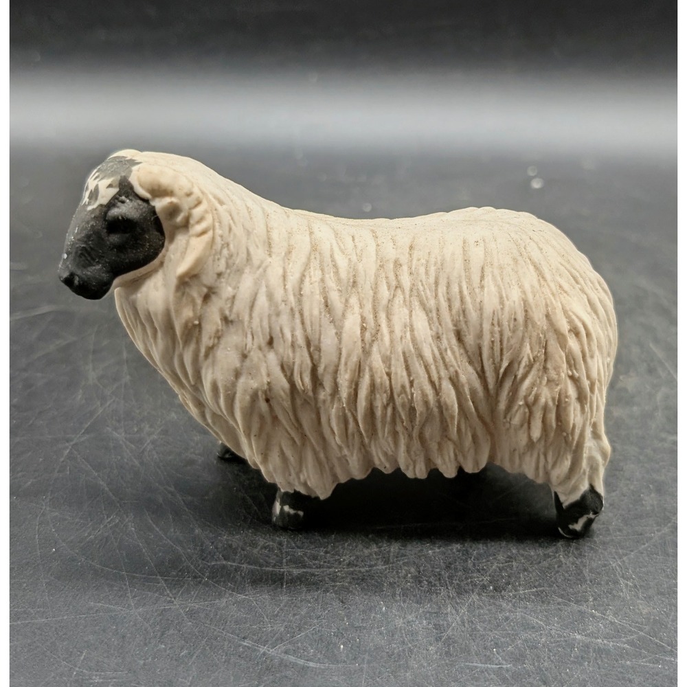 Vintage Made in Scotland Ceramic Ram Figurine Blackface Sheep Textured Pottery